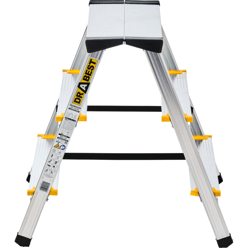 Trittleiter aus Aluminium mit 3 Stufen, beidseitig begehbar image number 2