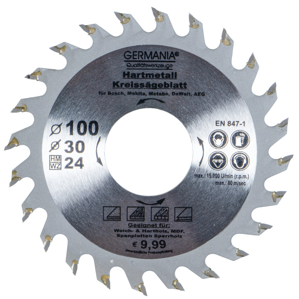 GERMANIA&reg; HM Kreiss&auml;geblatt &Oslash; 100mm, 24 Z&auml;hne f&uuml;r Holz