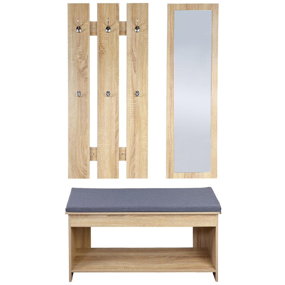 Wandgarderobe mit Spiegel und Sitzbank