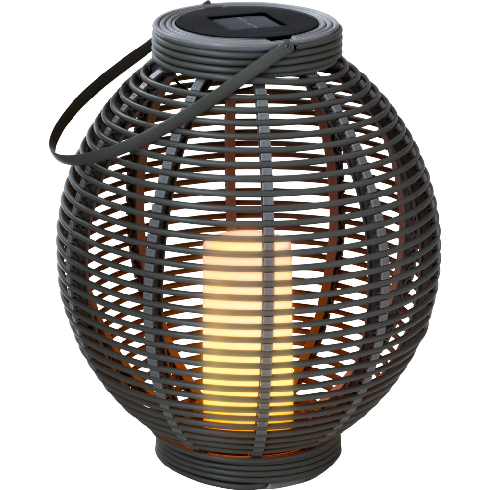 Solar LED-Laterne Rattan-Optik in Grau image number 1