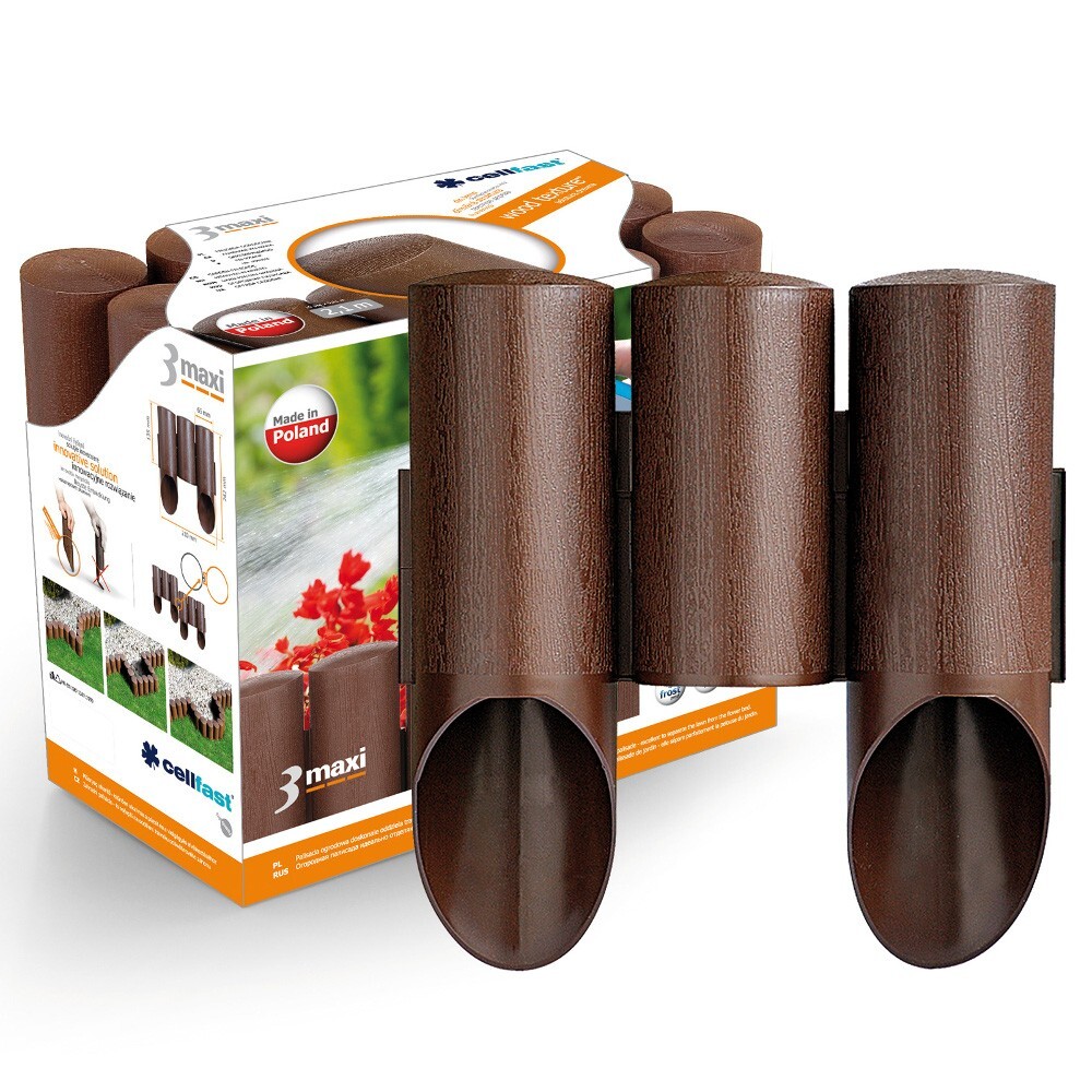 Maxi Rasenkante Palisade 2,1 m braun 3er 24,2 cm