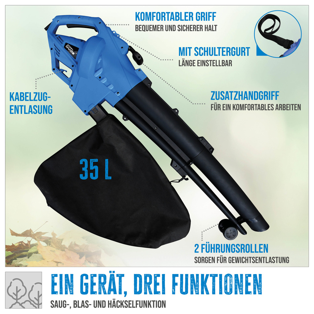 G&uuml;de&reg; Laubsauger Elektro GLS 3000 Vario mit 35 Liter Laubfangsack image number 5