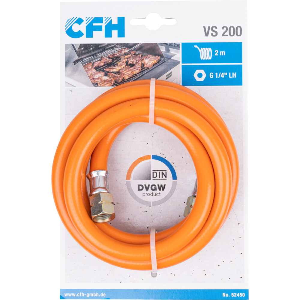CFH Gasschlauch ND 2m 1/4" lks VS200 Camping image number 1