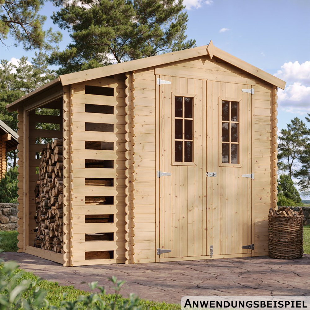 Timbela Gartenhaus aus Holz mit Brennholzschuppen und Boden image number 3