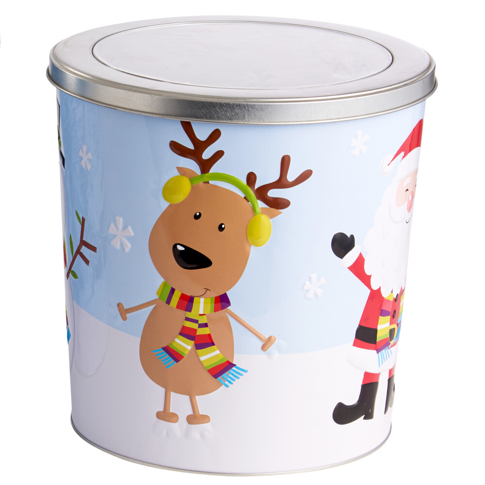 Keksdosen &Oslash; 20 x 23 cm aus Metall, Schneemannmotiv mit schwarzem Schal