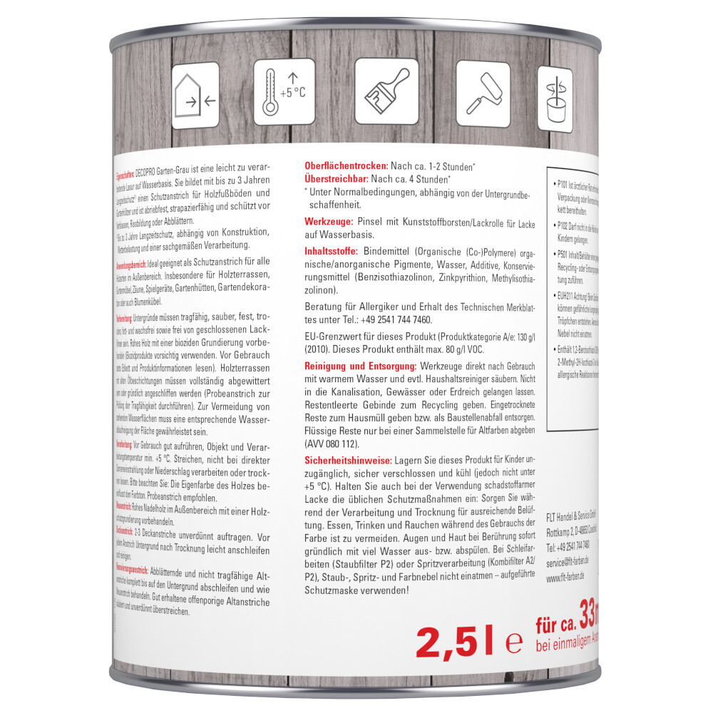 DECOPRO Garten-Grau 2,5 Liter in Grau, matt image number 1