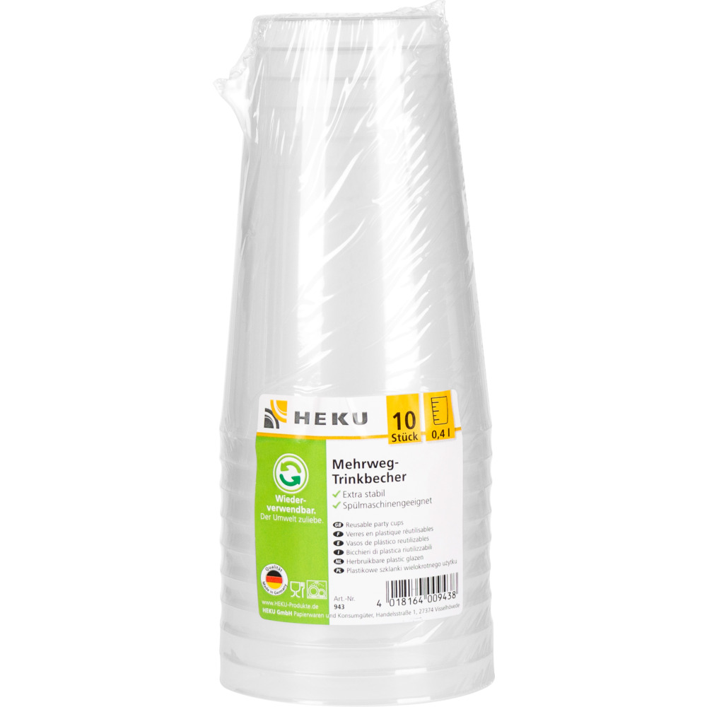 Mehrweg-Trinkbecher 10 St&uuml;ck klar 0,4 Liter