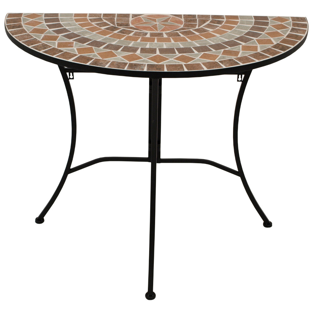 Wandtisch 90 cm x 45 cm halbrund - Tischplatte Mosaik terracotta