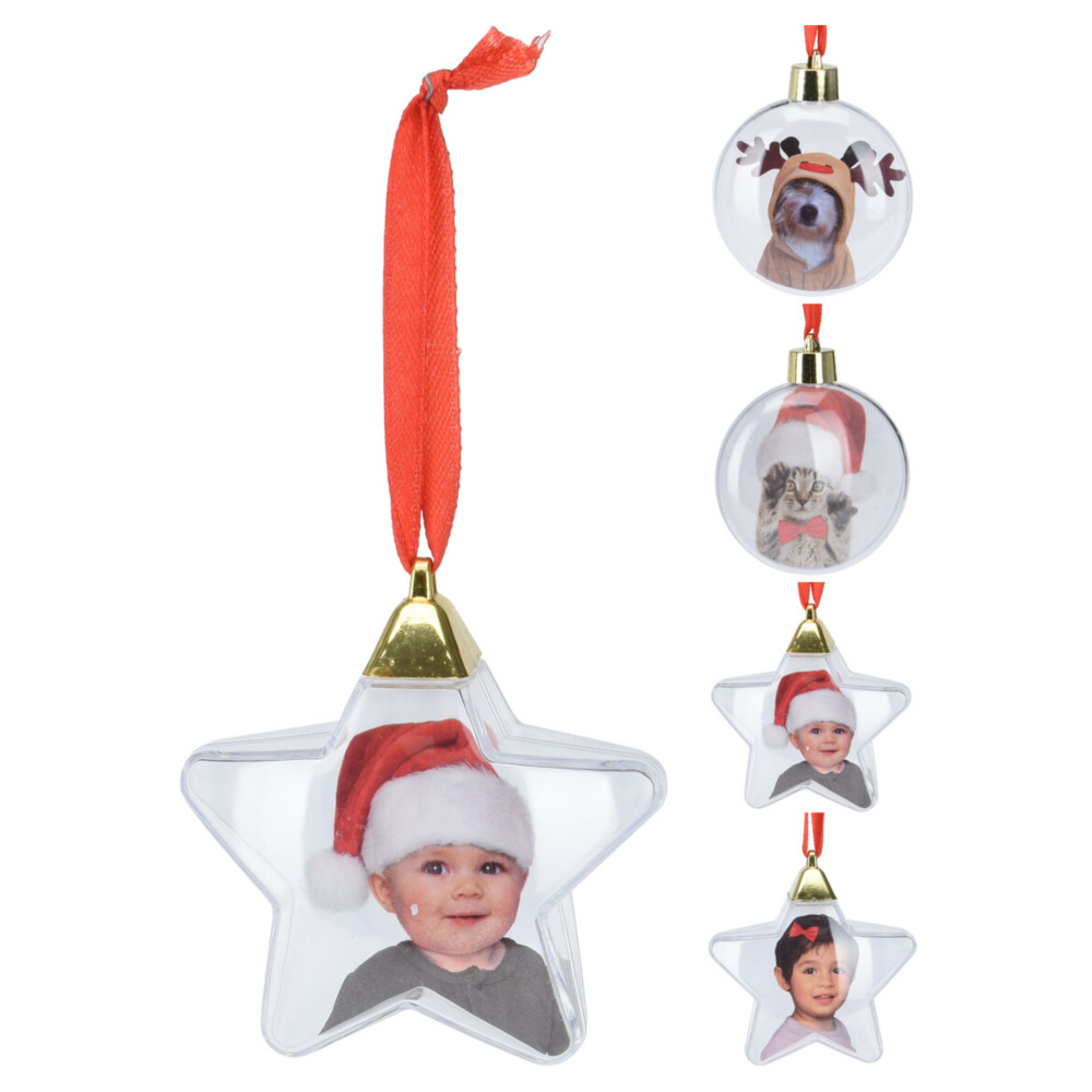 Weihnachtskugel f&uuml;r Fotos 7 cm mit Aufh&auml;nger