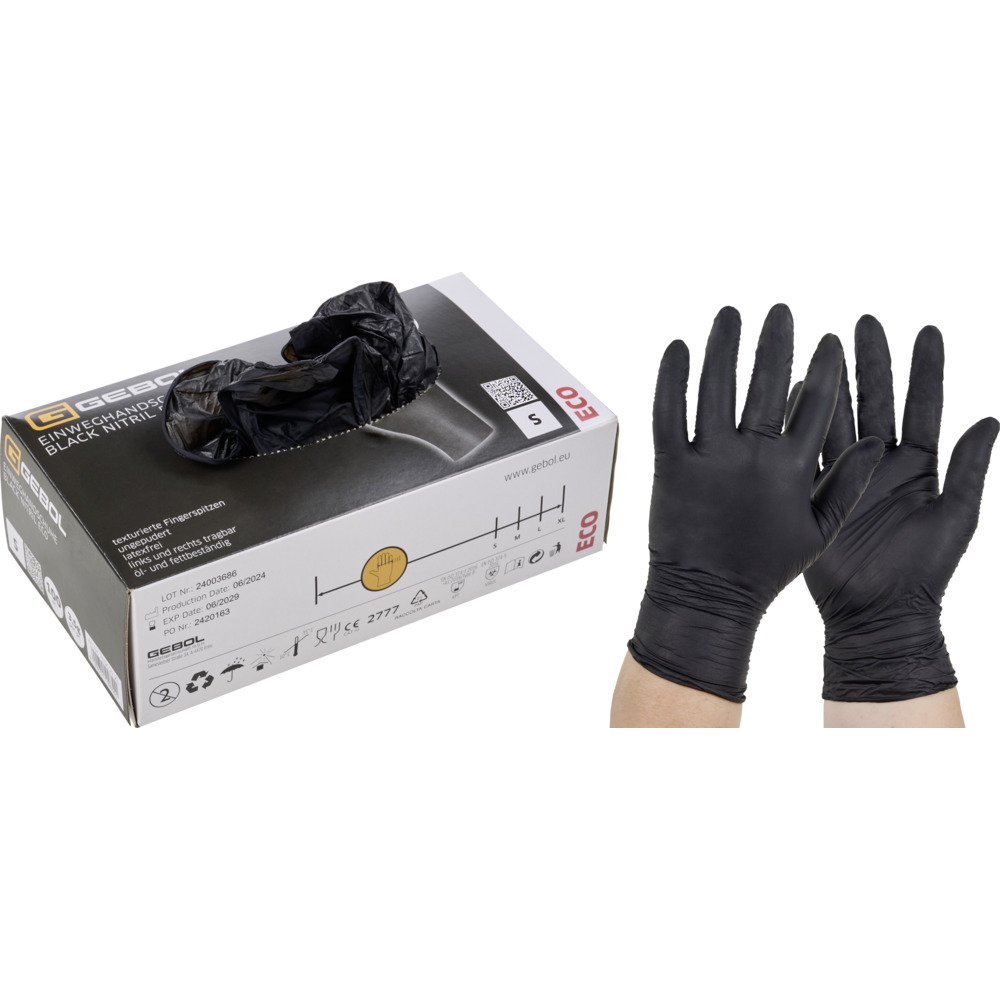 Einweghandschuhe Nitril Gr. 7 / S, 100 St&uuml;ck schwarz