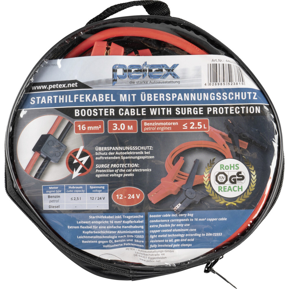 Starthilfekabel Benzinmotoren, 3 m x 16 mm&sup2;, &Uuml;berspannungsschutz image number 2