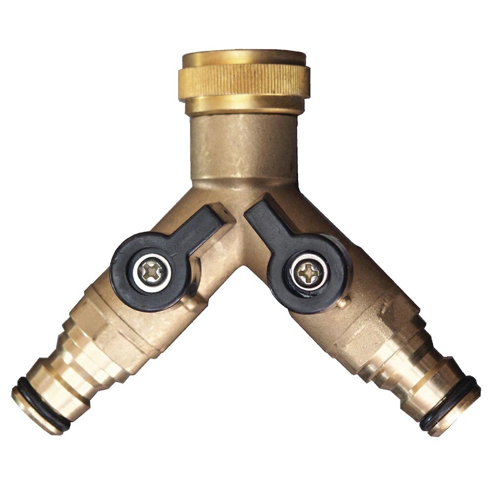 Y-Verteilerst&uuml;ck 3/4" mit 2 Kugelh&auml;hnen Messing