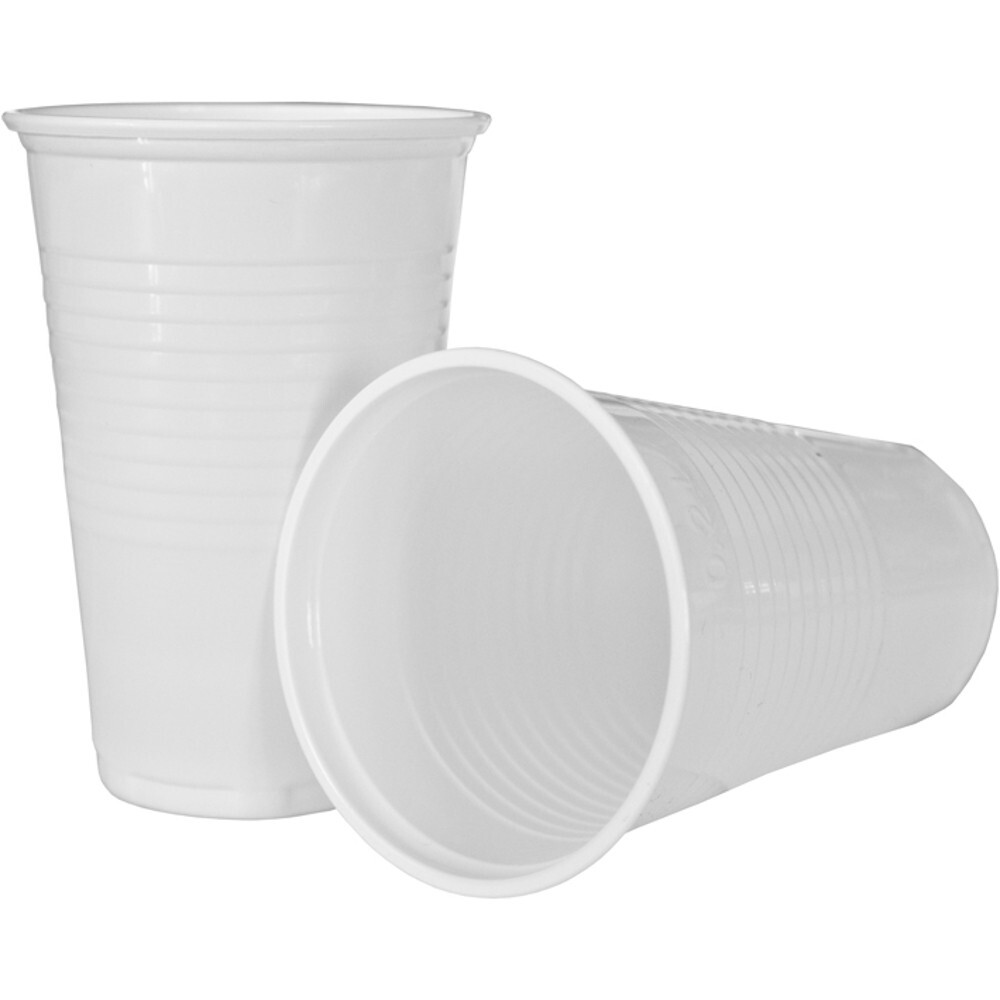 Trinkbecher wei&szlig; 100 St&uuml;ck aus Kunststoff
