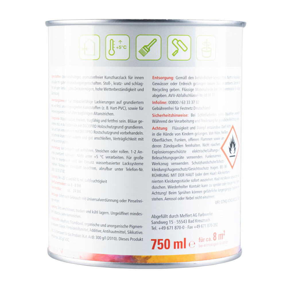 DECOPRO Hochglanzlack hellelfenbein RAL 1015 f&uuml;r innen und au&szlig;en image number 1