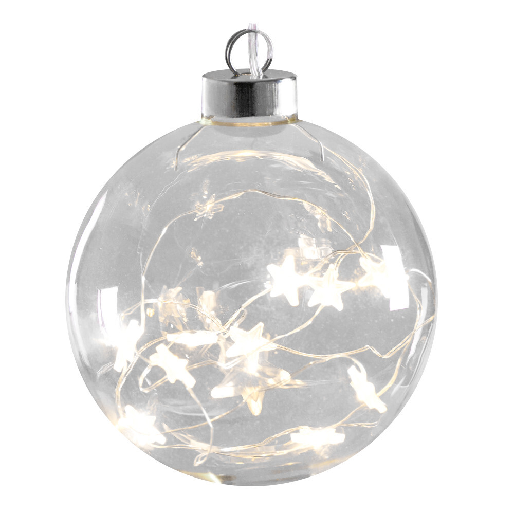LED-Deko-Glaskugel batteriebetrieben mit 10 Sternen-LEDs &Oslash; ca. 10 cm