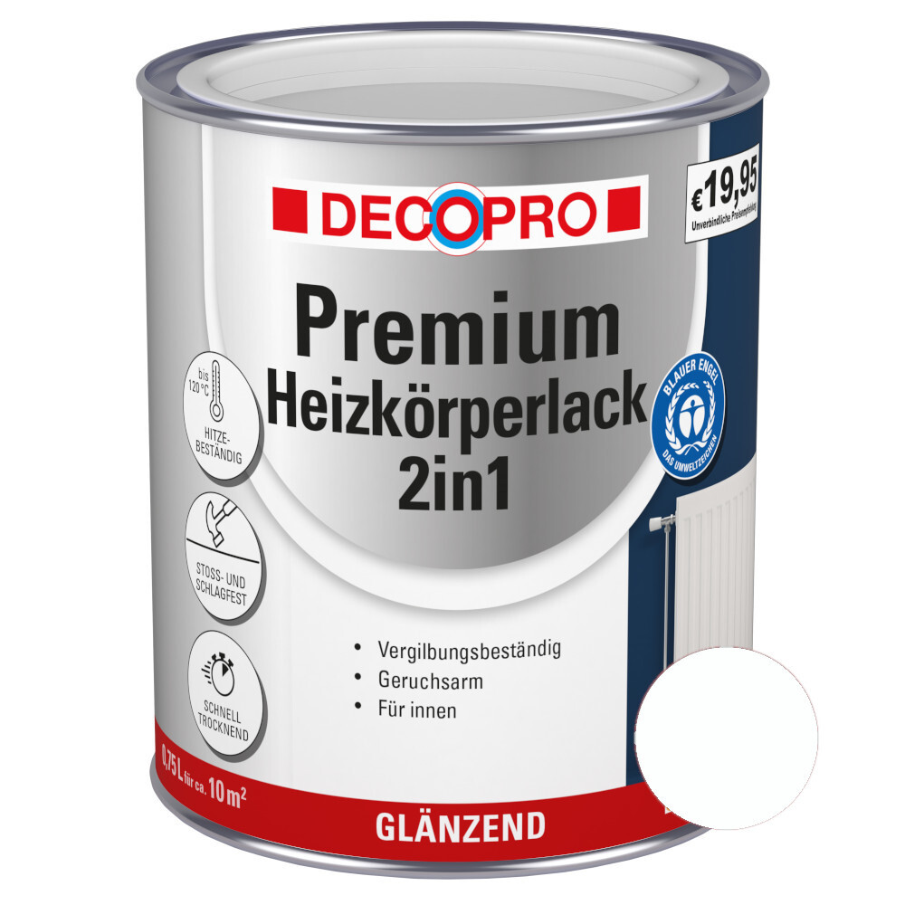 DECOPRO Premium 2in1 Heizk&ouml;rperlack 750 ml in Wei&szlig;, gl&auml;nzend