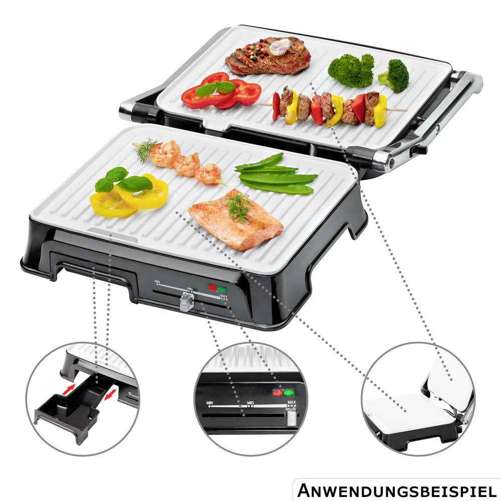 CLATRONIC&reg; Kontaktgrill Keramik Edelstahl 2000 Watt B-Ware image number 3