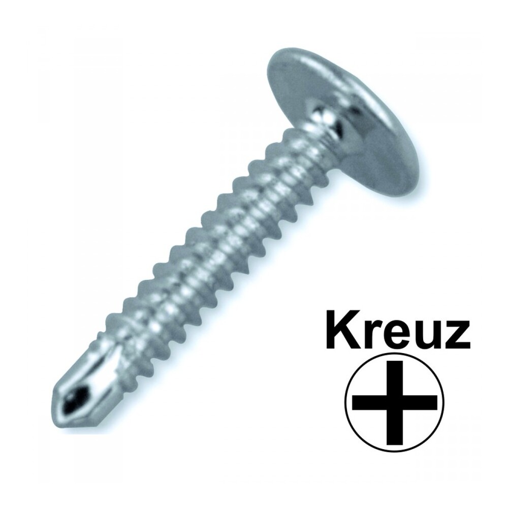 Linsen-Blechschraube 4,2 x 16 mm, Bohrspitze, Scheibe, verzinkt