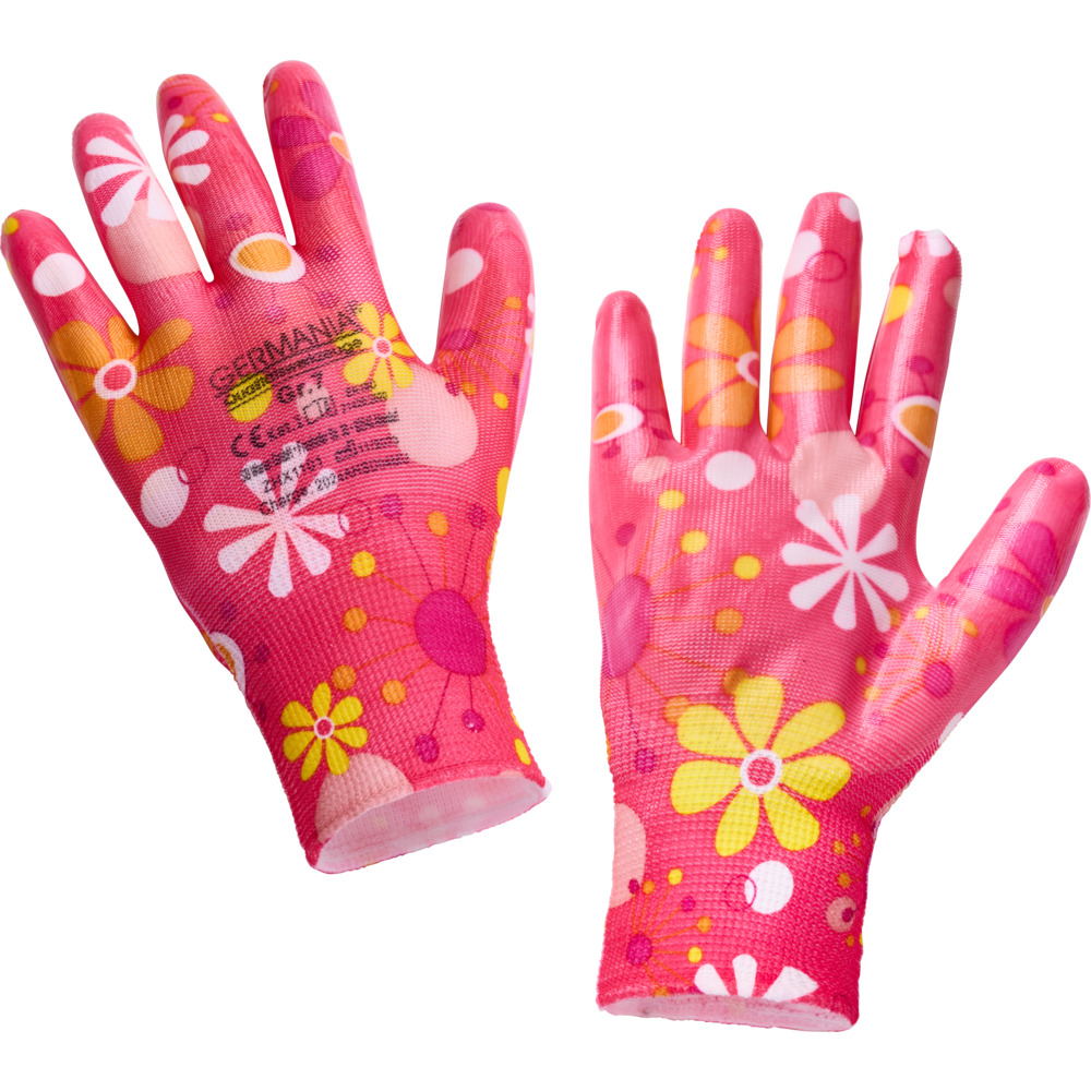 Damen Gartenhandschuhe Gr&ouml;&szlig;e 7 in verschiedenen Blumenmotiven