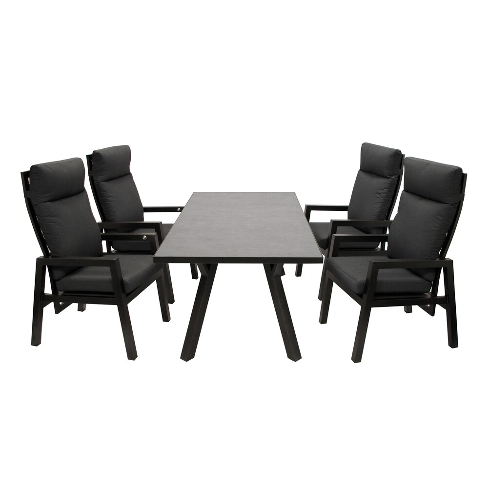 Gartengarnitur 5-teilig Aluminium Dunkelgrau