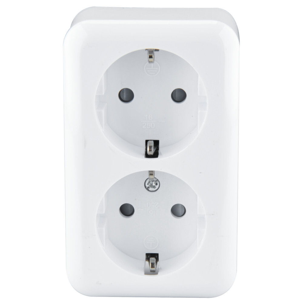 Aufputz Steckdose 2-fach, 250 V, wei&szlig;, Kindersicherung