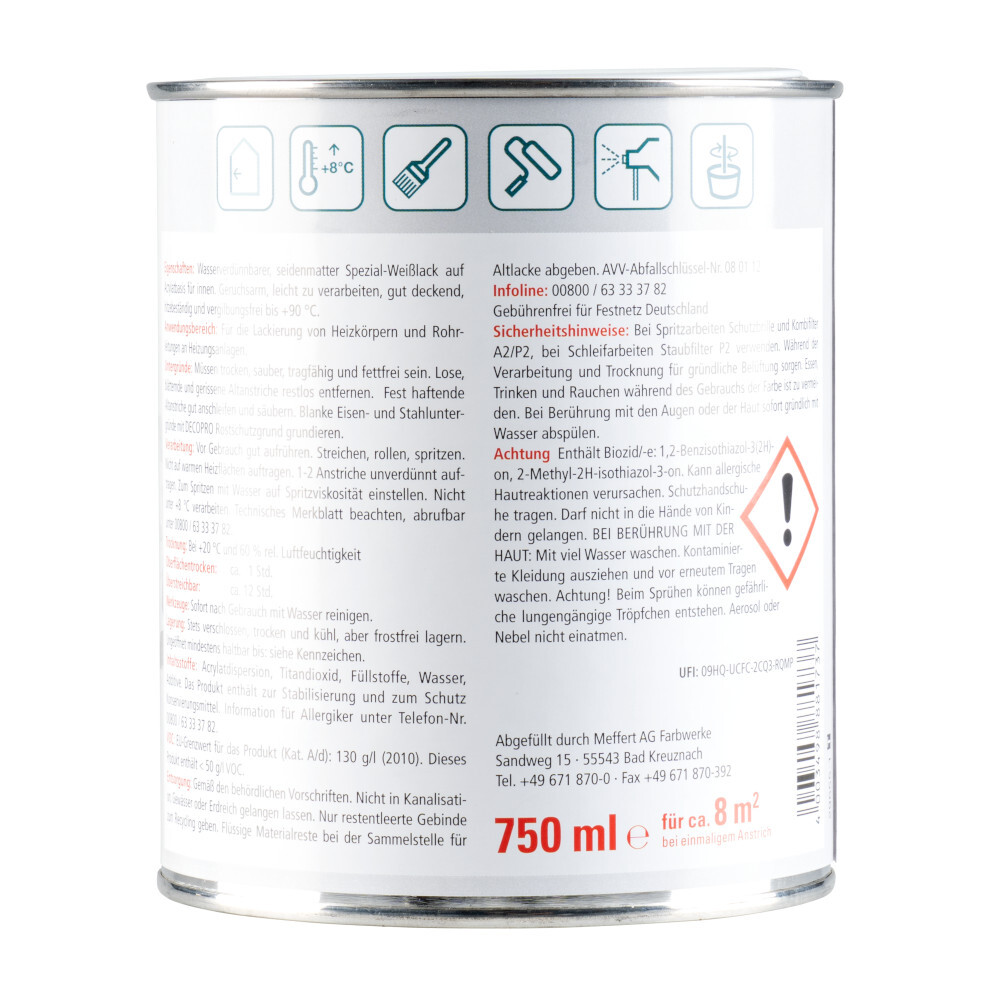 DECOPRO Acryl- Heizk&ouml;rperlack wei&szlig; seidenmatt f&uuml;r den Innenbereich image number 1