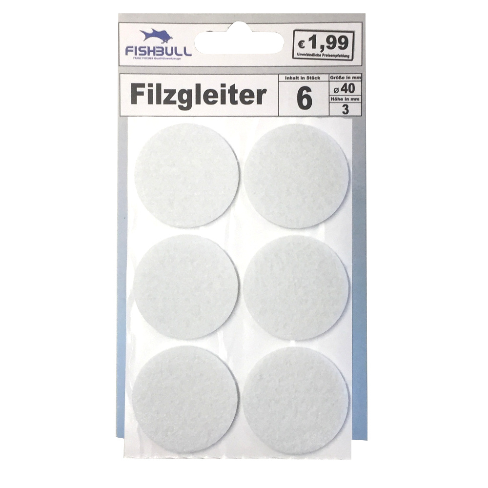 Filzgleiter &Oslash;40 mm 6 St&uuml;ck selbstklebend rund in wei&szlig;
