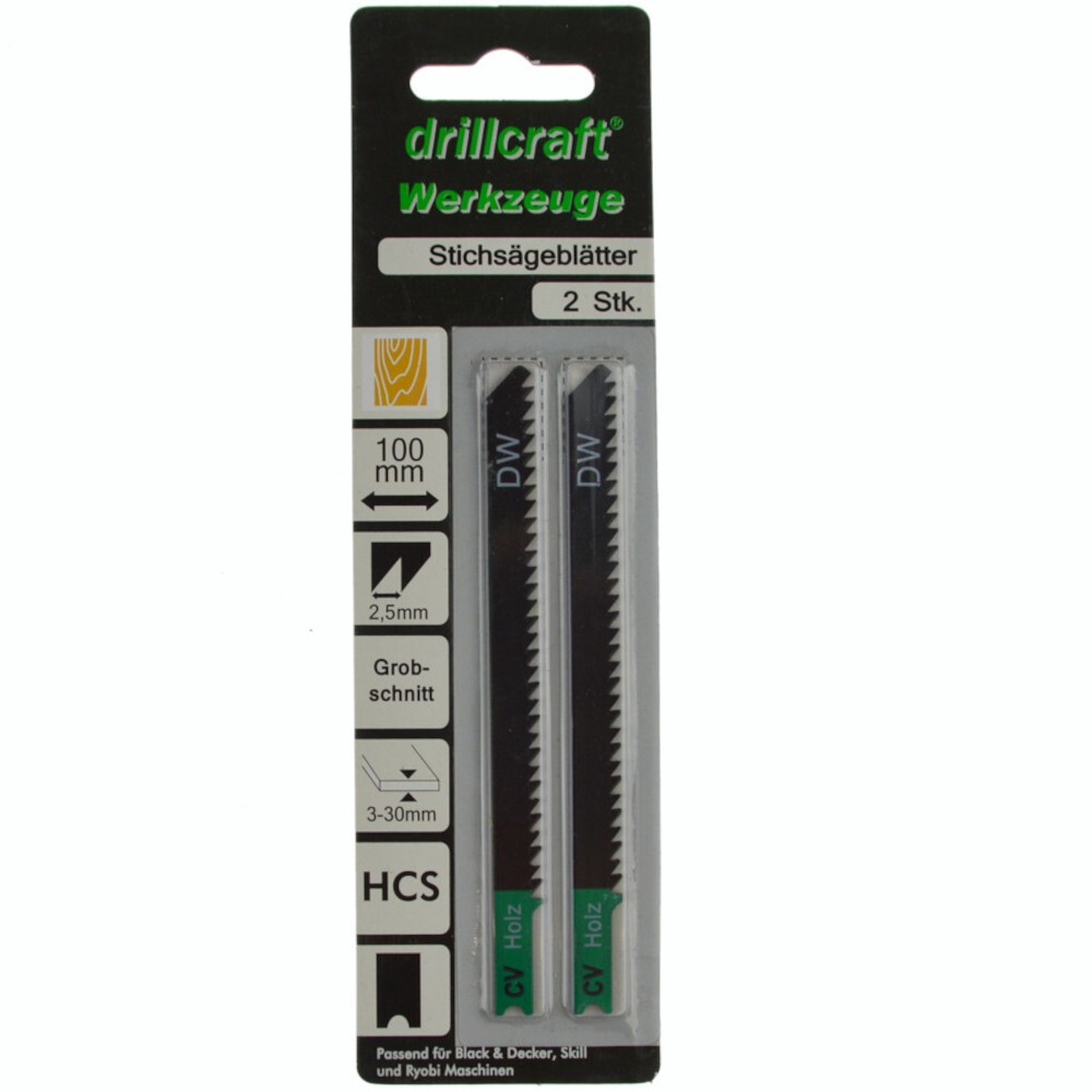 Stichs&auml;gebl&auml;tter 100 mm HCS Grobschnitt 2 St&uuml;ck mit U-Schaft image number 1