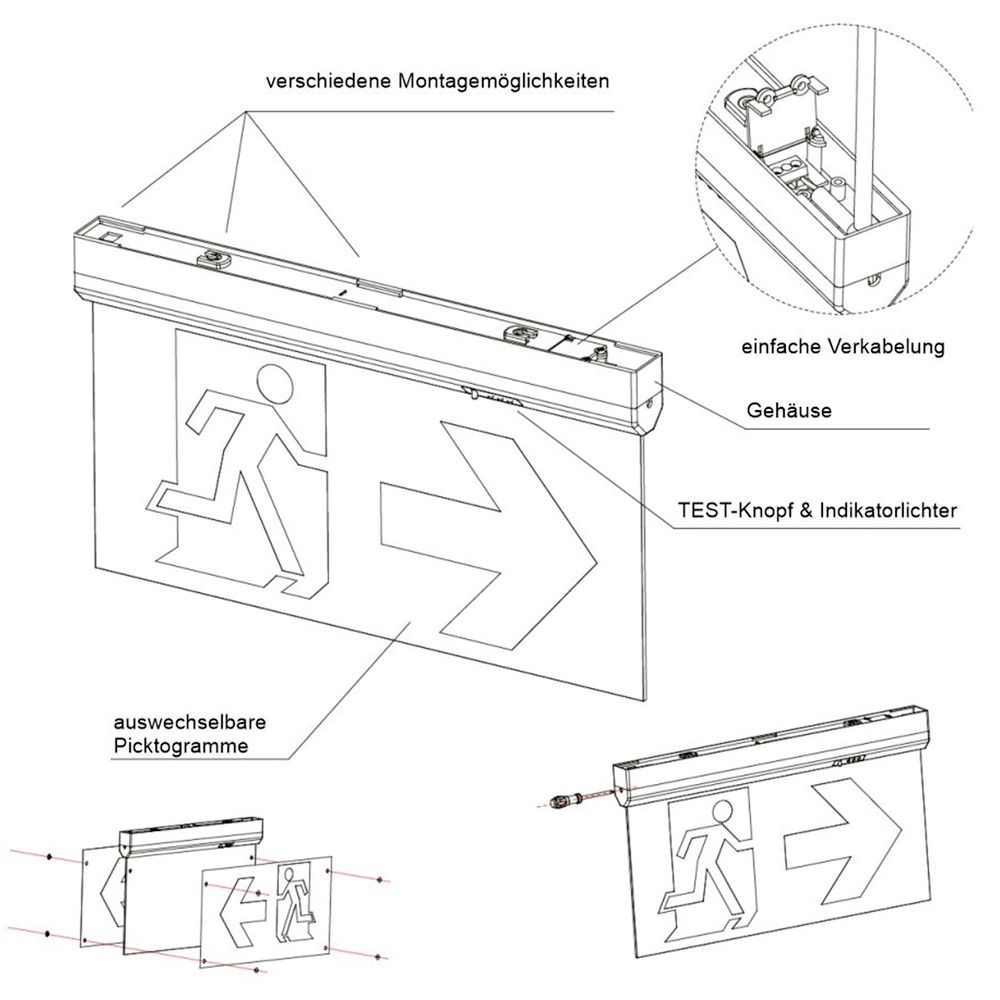 LED-Fluchtwegleuchte 4in1 image number 6