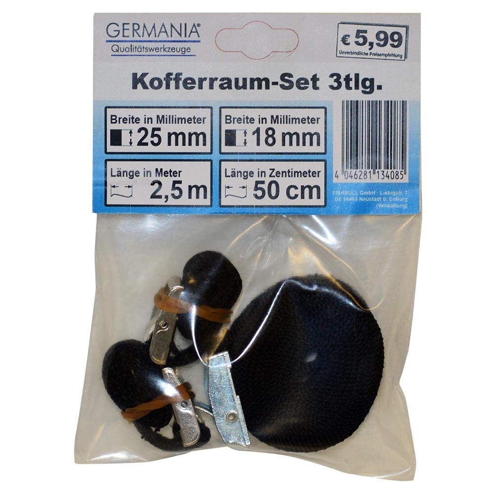 Kofferraum-Set 3tlg., Zurrgurt mit Klemmschloss schwarz