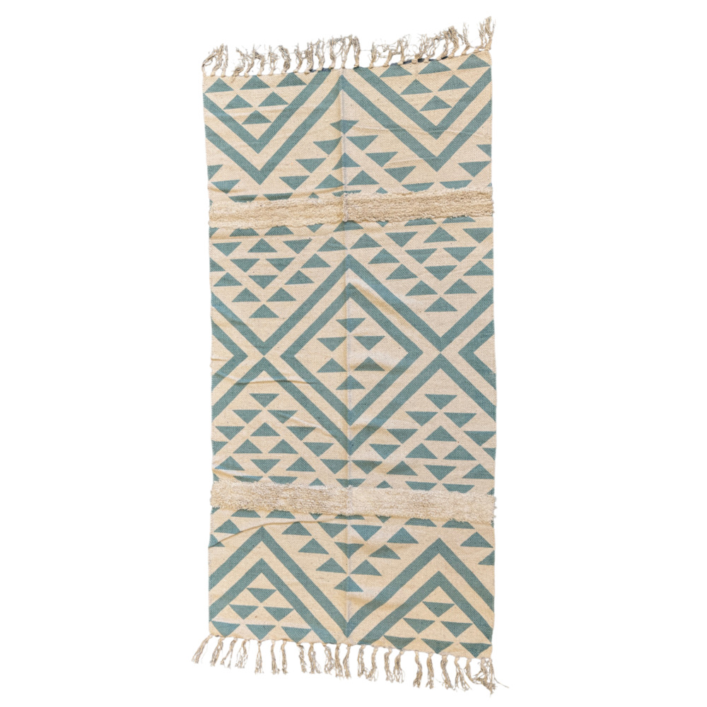 Baumwollteppich 70 x 140 cm in T&uuml;rkis