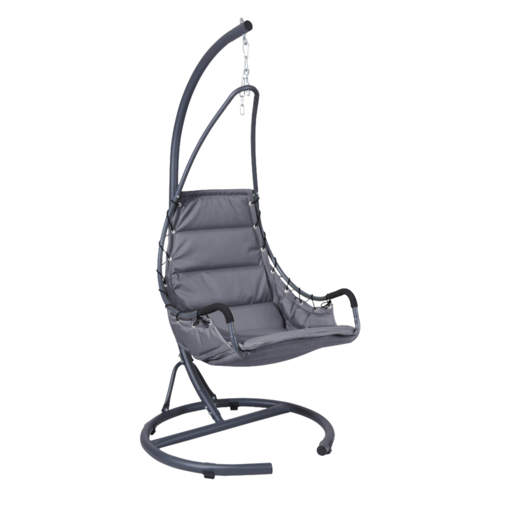 H&auml;ngesessel mit Gestell und Kissen in Anthrazit