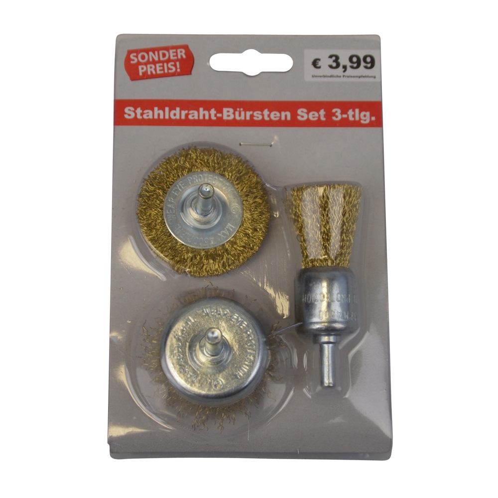 Stahldraht-B&uuml;rsten Set 3-teilig