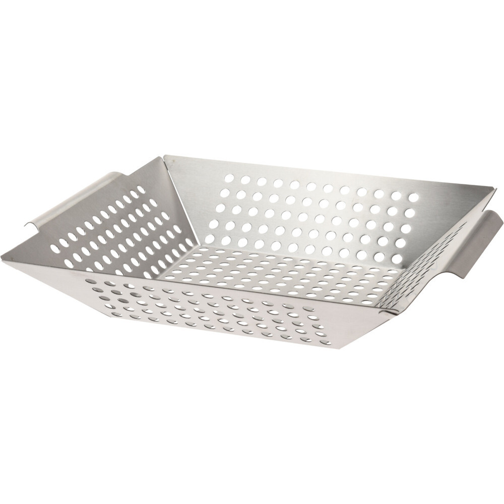 BBQ Gem&uuml;sekorb aus Edelstahl mit Handgriffen