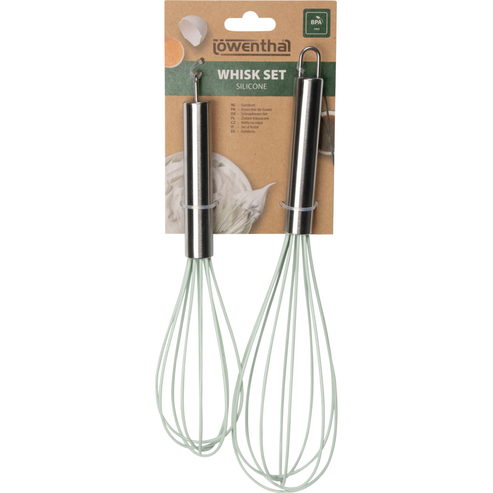 Schneebesen Silikon 2er Set in Gr&uuml;n