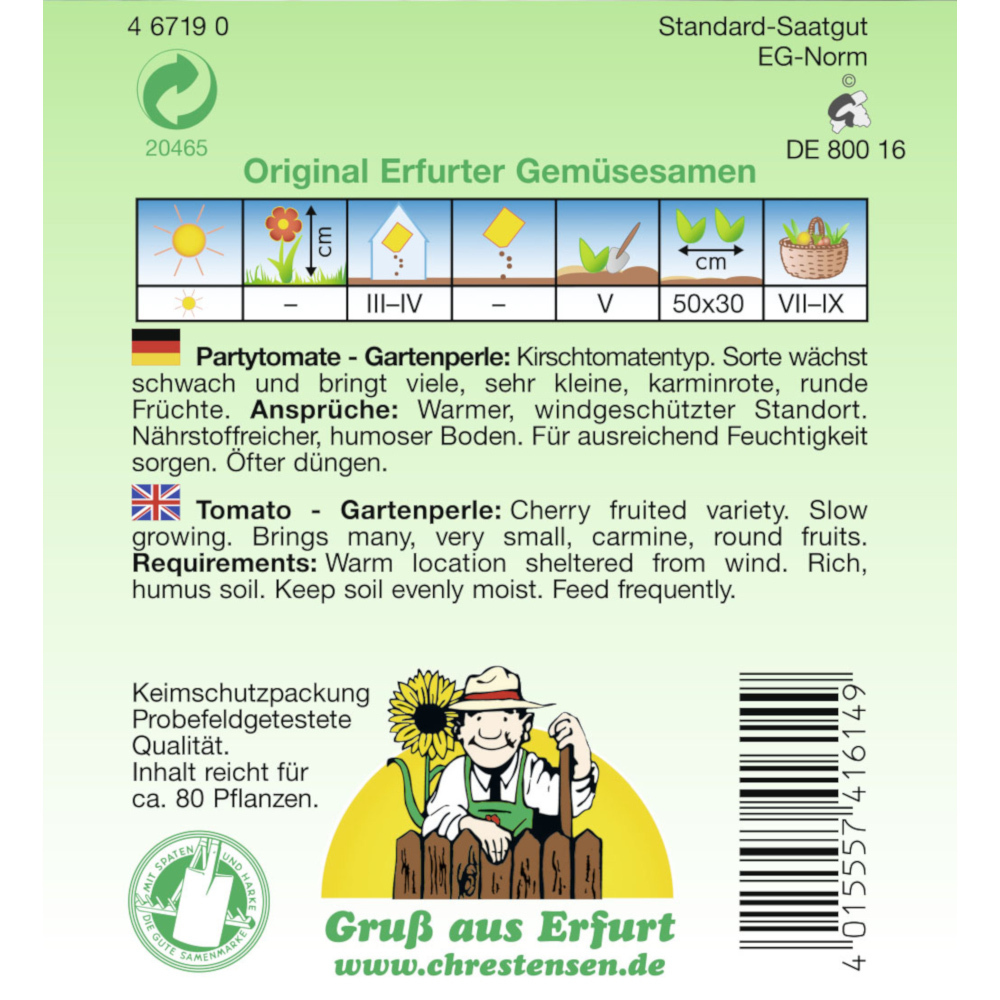 Saatgut Buschtomate Gartenperle ca. 80 Pflanzen image number 1