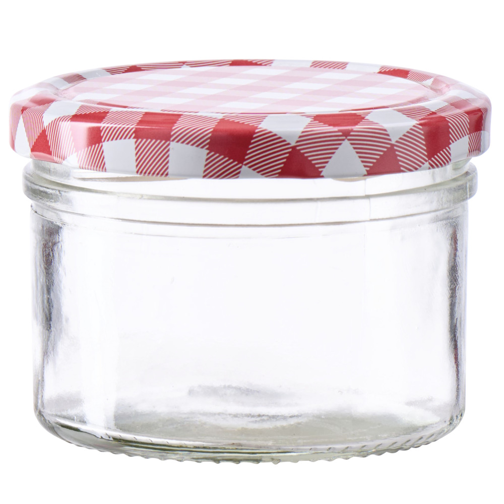 Einmachglas 230 ml mit kariertem Deckel