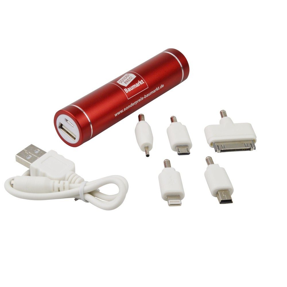 Powerbank 2500mAh in Rot inklusive 5 Adapter Stecker
