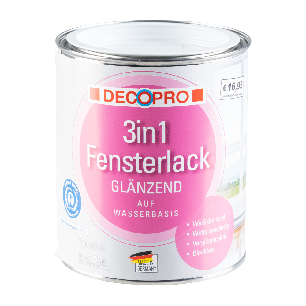DECOPRO 3in1 Fensterlack wei&szlig; gl&auml;nzend f&uuml;r innen und au&szlig;en