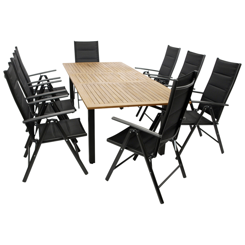 Gartensitzgruppe 9-teilig mit Ausziehtisch aus Akazie