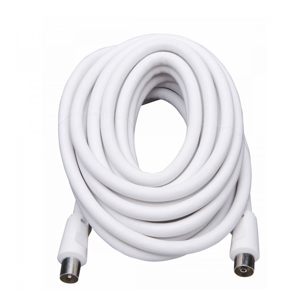 Koaxial Ger&auml;tekabel 5m weiss 1xF-Stecker 1xKupplung Koaxkabel Ger&auml;te Anschlu&szlig;kabel