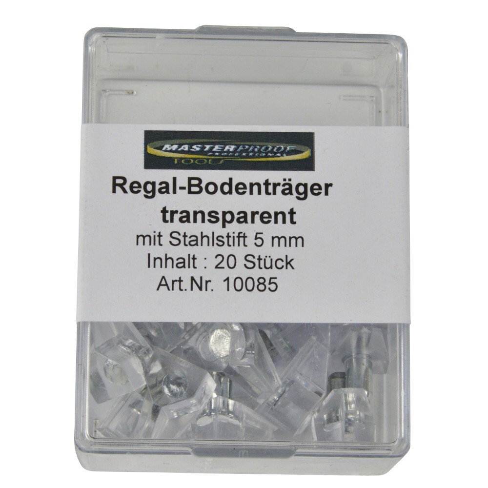 Regalbodentr&auml;ger mit Stahlstift 5 mm 20 St&uuml;ck in Transparent