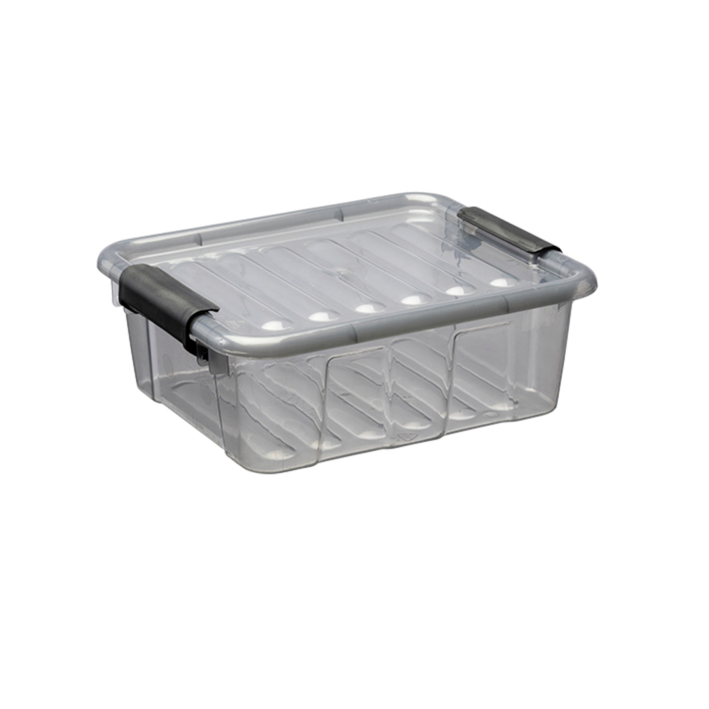 Aufbewahrungsbox 3,0 Liter mit Deckel, Grau-Transluzent