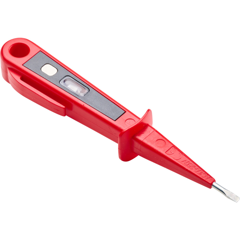 Spannungspr&uuml;fer Euro 150 mm in rot, isoliert mit Clip und Aufh&auml;ng&ouml;se image number 1