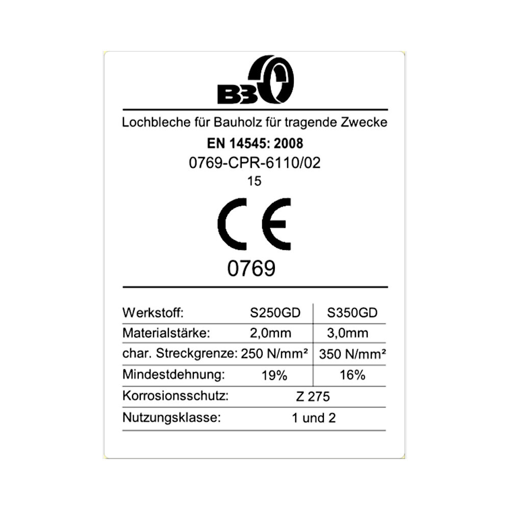 Lochplatten 100 x 300 mm aus verzinktem Stahl image number 1