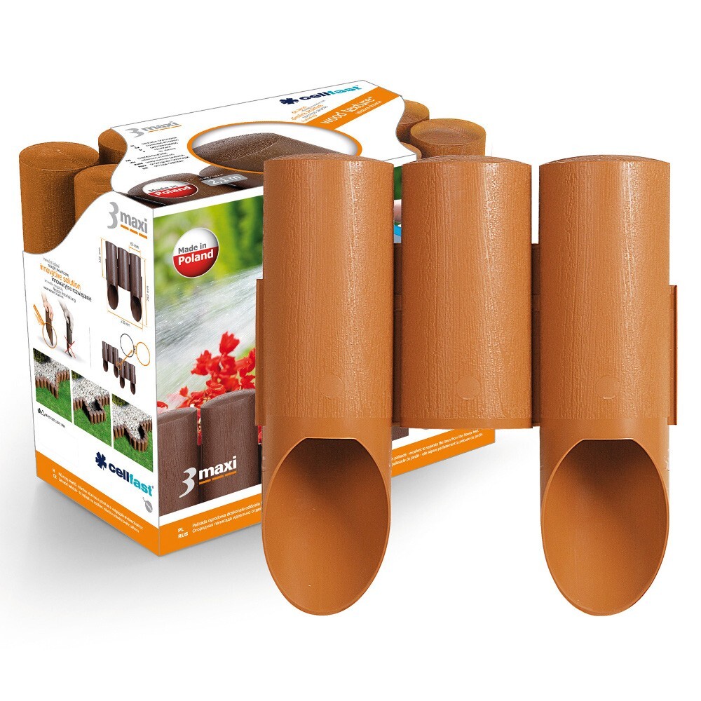 Maxi Rasenkante Palisade 2,1 m in Ziegelrot 3er