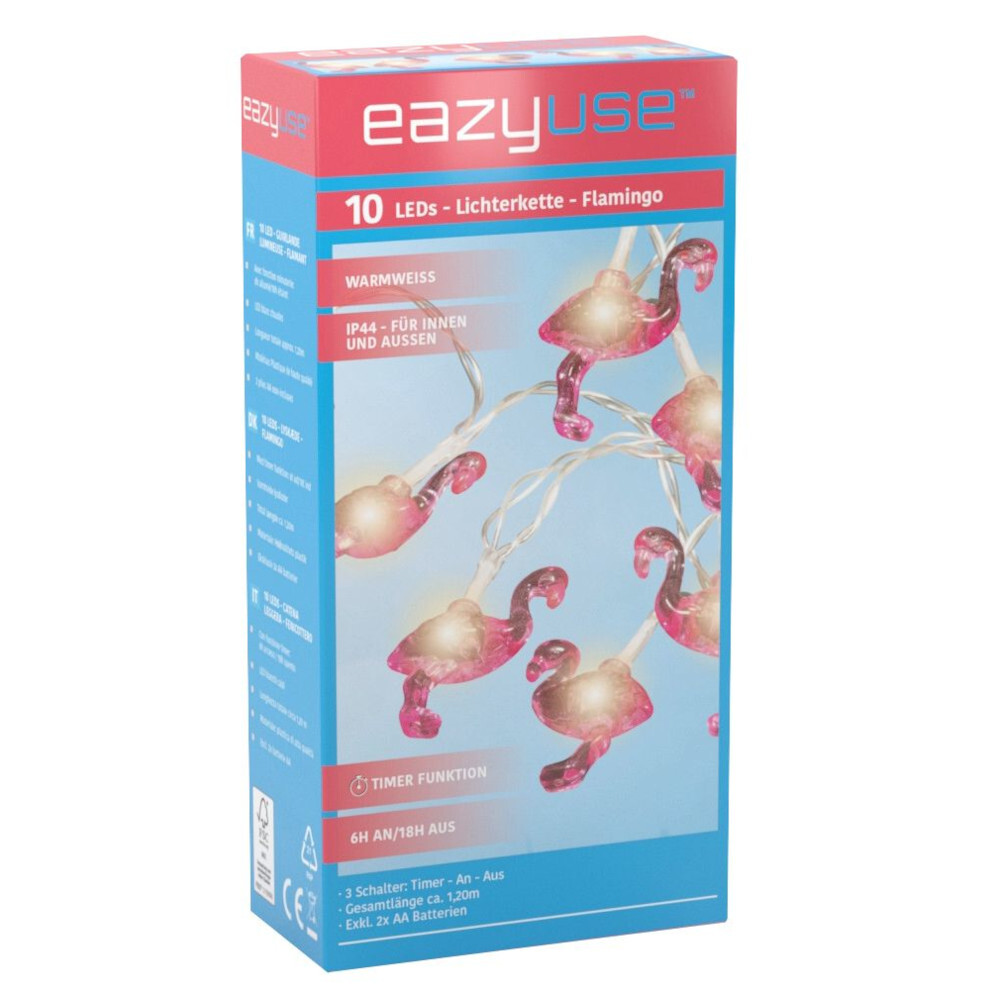 LED-Lichterkette 120 cm mit Flamingomotiv, 10 LEDs und Timerfunktion image number 1