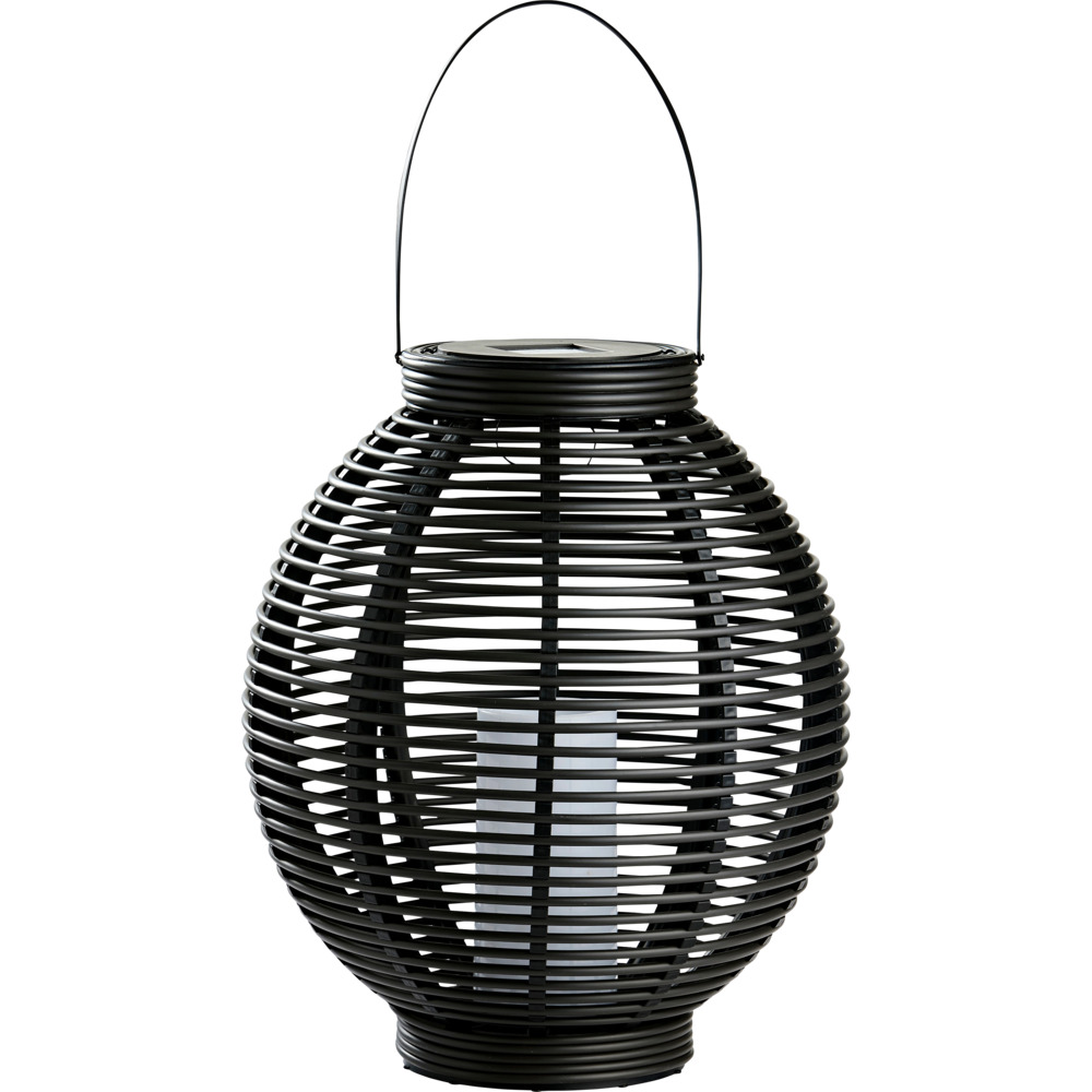 Solar LED-Laterne Rattan-Optik in Schwarz-Anthrazit