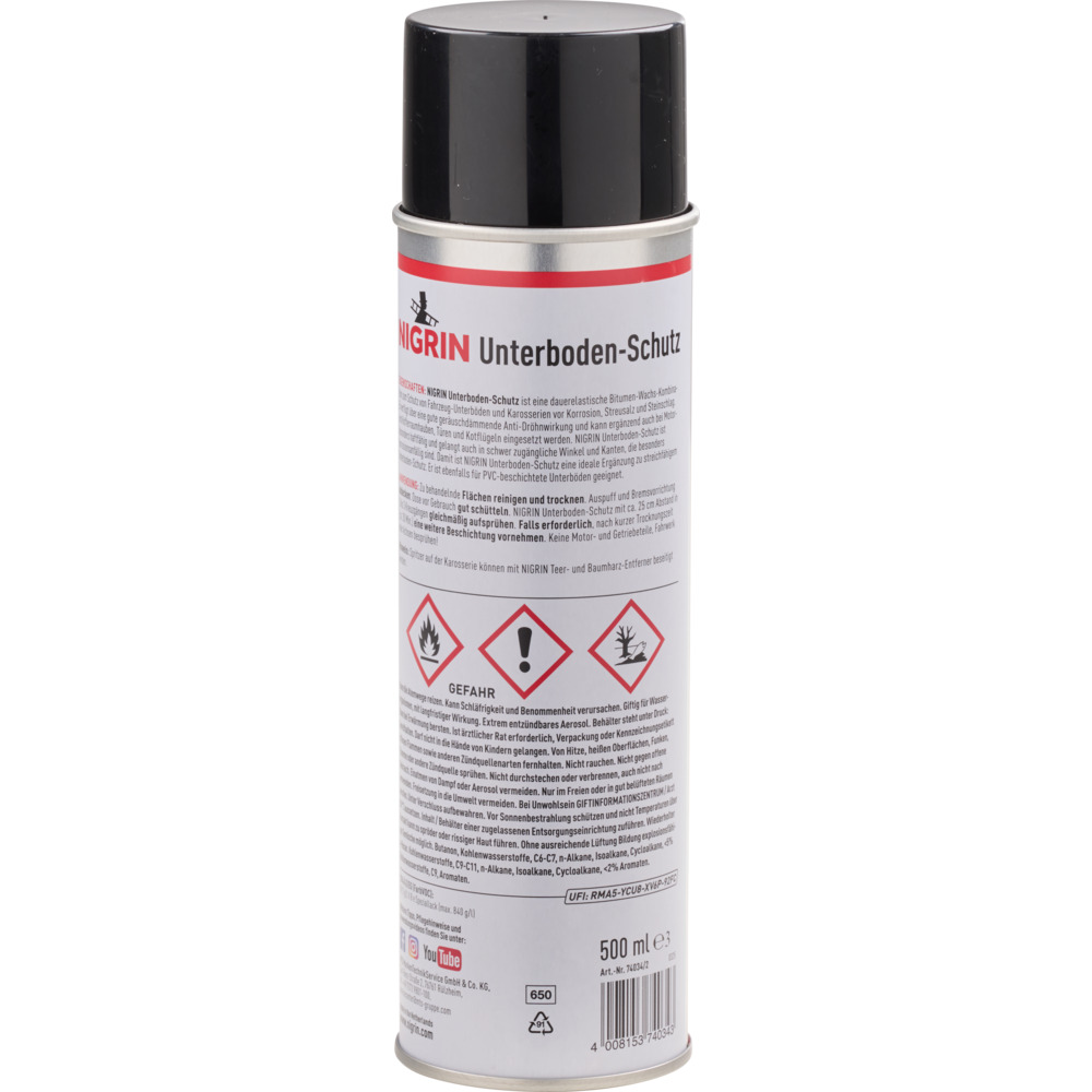 Nigrin Unterbodenschutz, 500 ml Spray, Bitumen schwarz image number 1