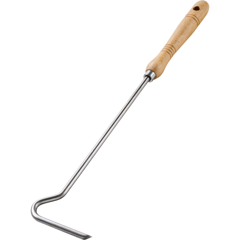 Feuerhaken aus vernickeltem Stahl mit Holzgriff